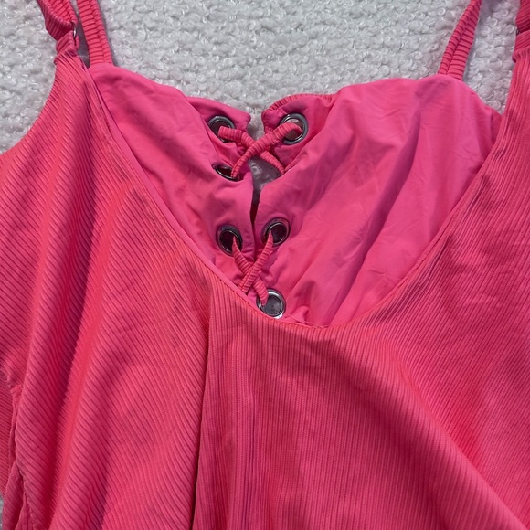 Plus Size 3X Rue21 Coral/ Orange Lace-Up One Piece Swimsuit - Picture 4 of 4